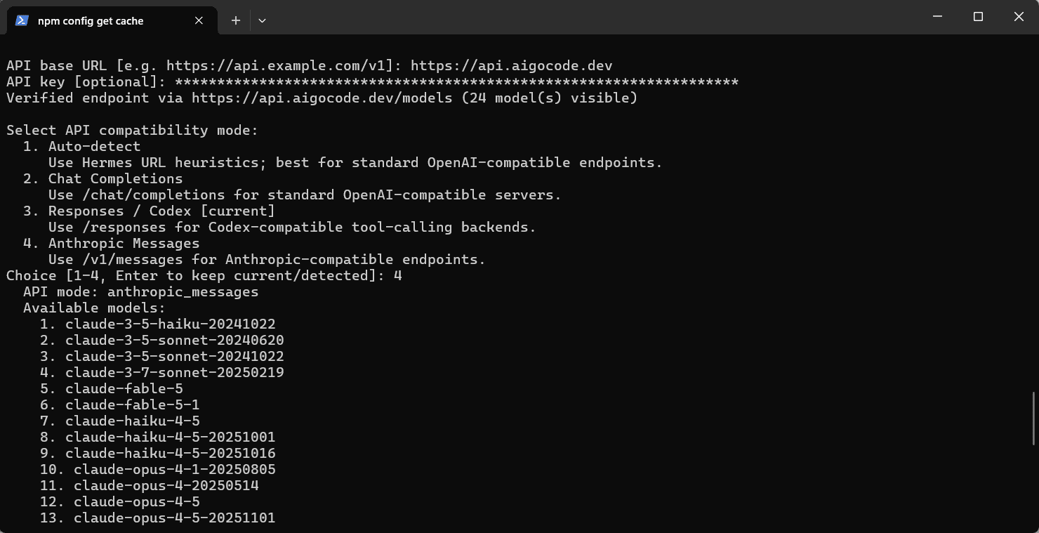 选择 Custom endpoint,配置 Claude 接入